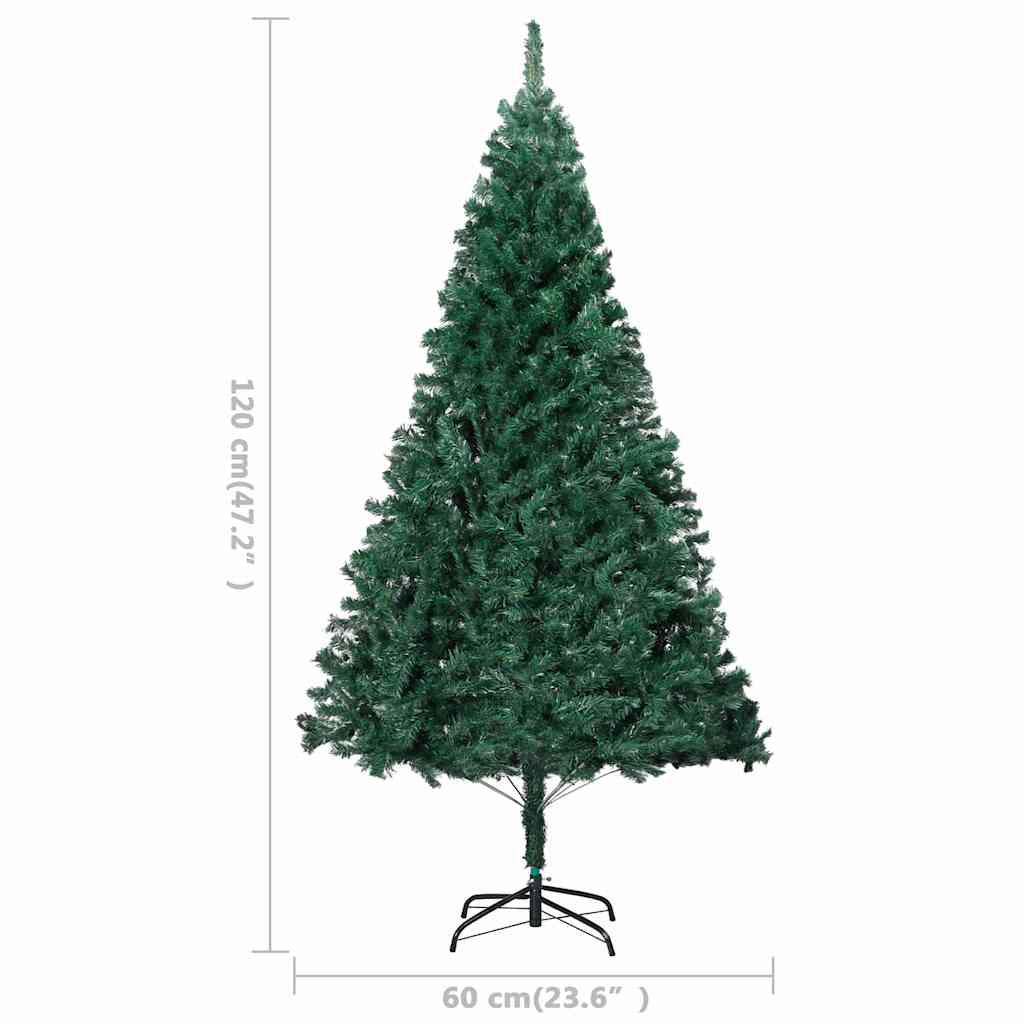 Albero di Natale Preilluminato con Palline Verde 120 cm PVC