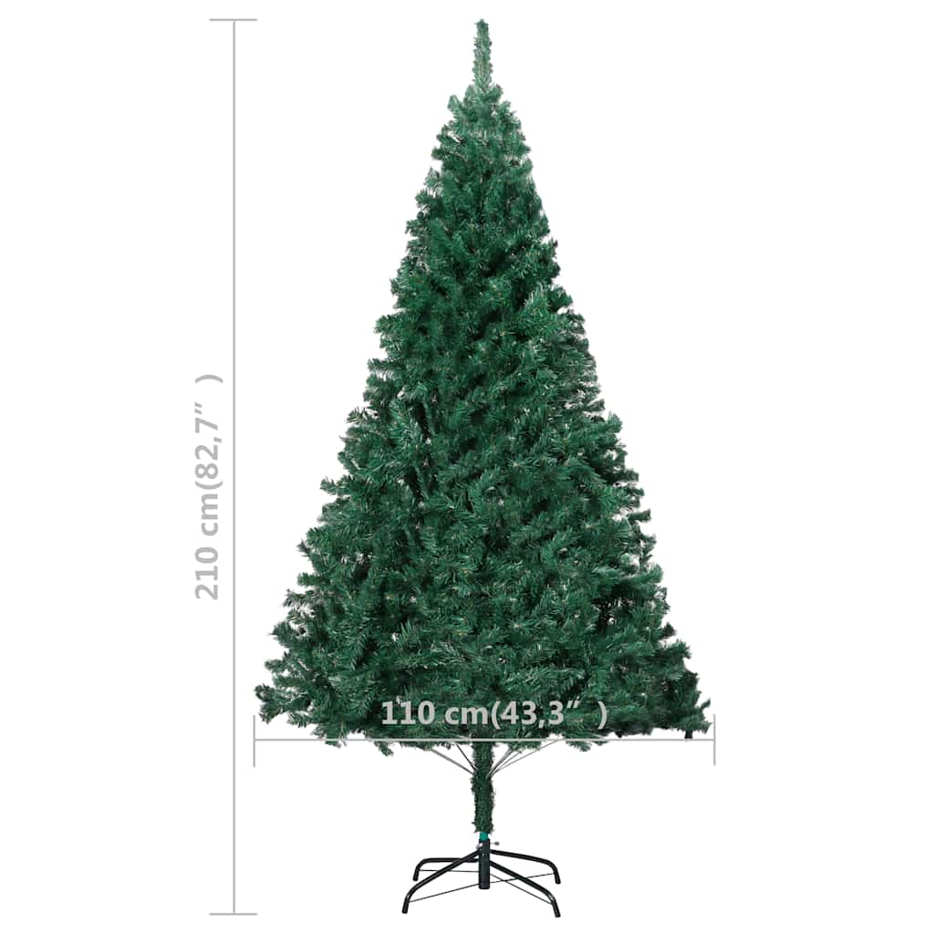Albero di Natale Preilluminato con Palline Verde 210 cm PVC
