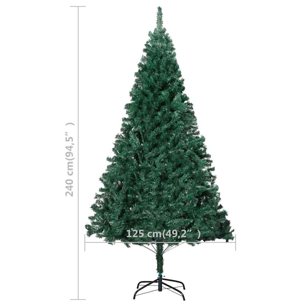 Albero di Natale Preilluminato con Palline Verde 240 cm PVC