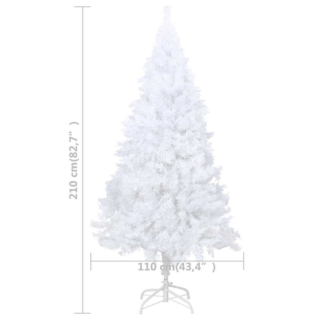 Albero di Natale Preilluminato con Palline Bianco 210 cm PVC