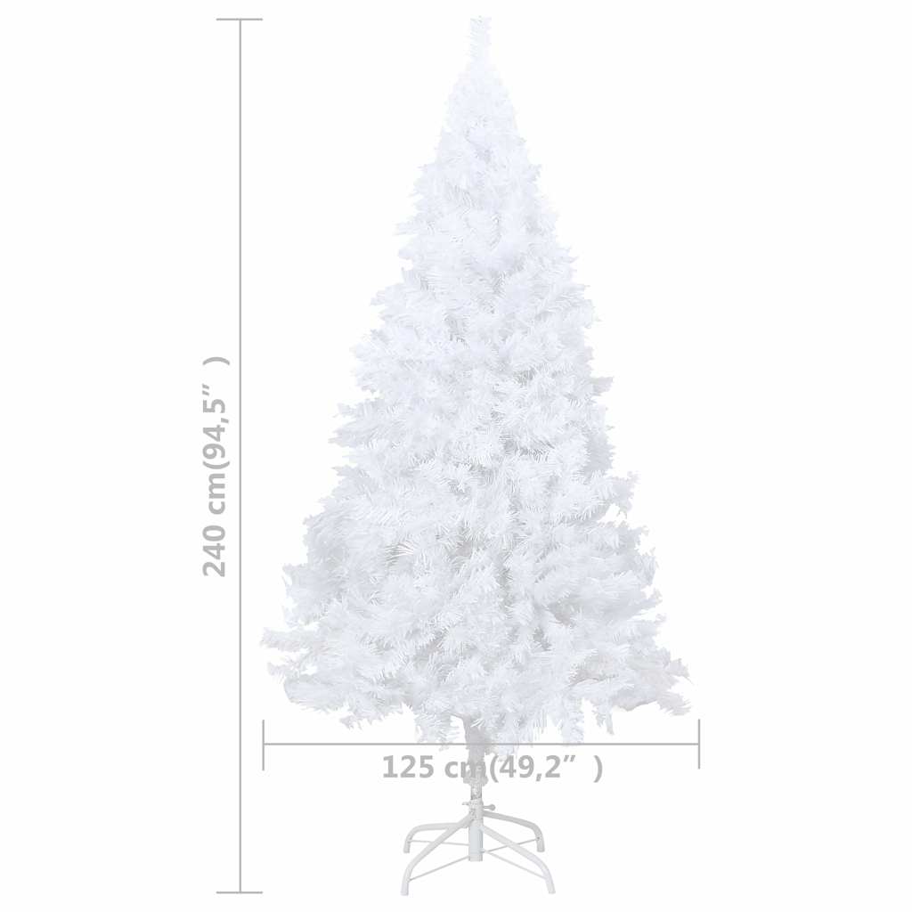 Albero di Natale Preilluminato con Palline Bianco 240 cm PVC