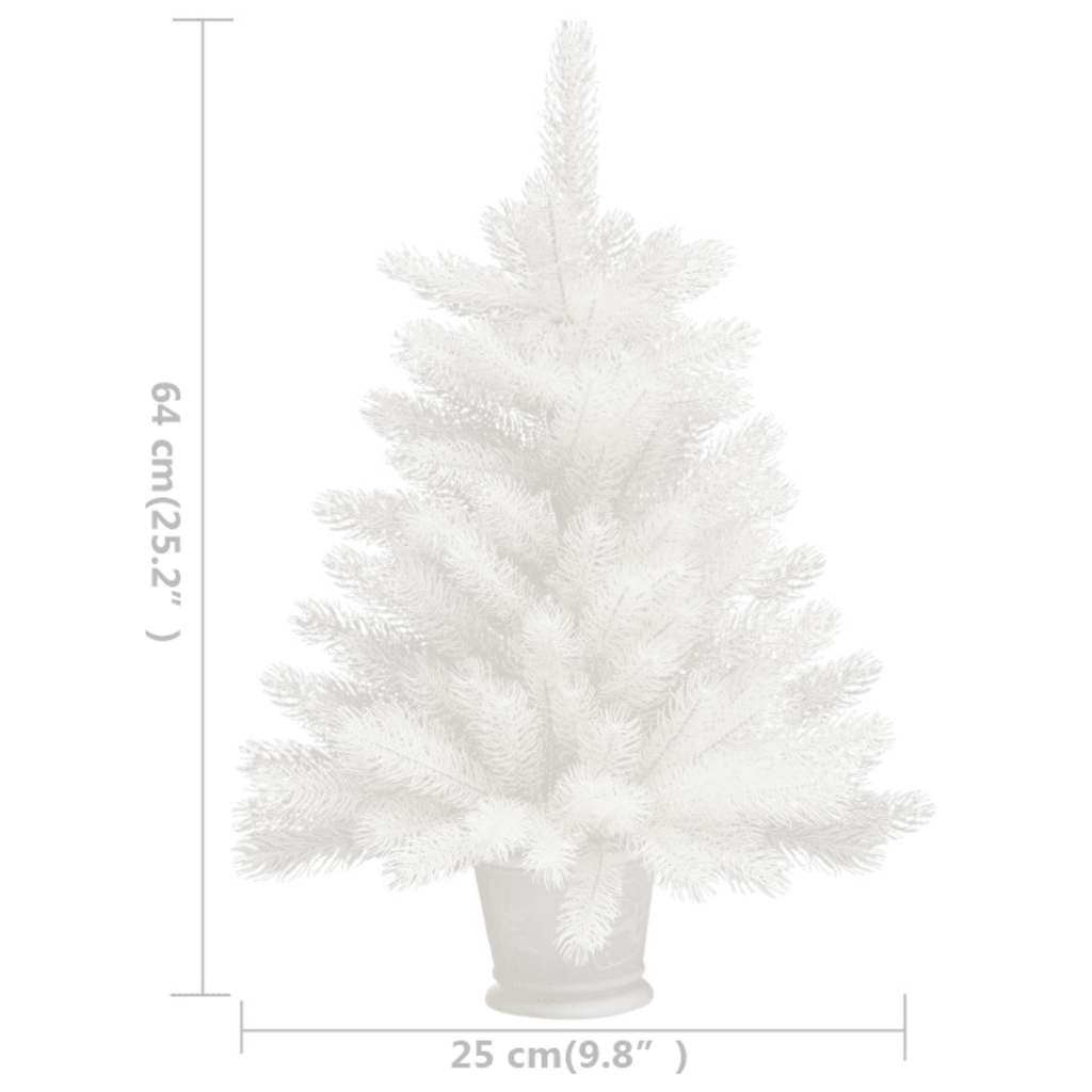 Albero di Natale Preilluminato con Palline Bianco 65 cm