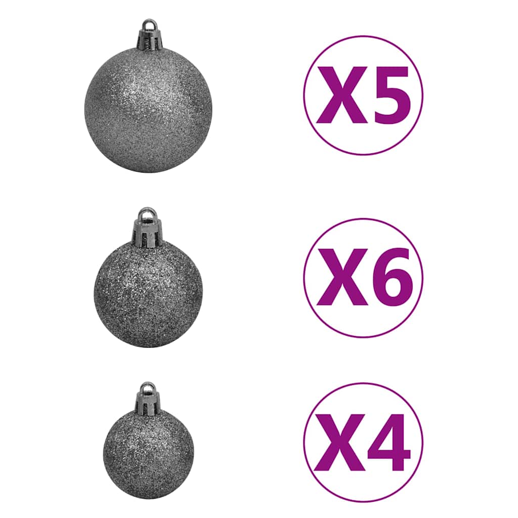 Albero di Natale Preilluminato con Palline Bianco 65 cm