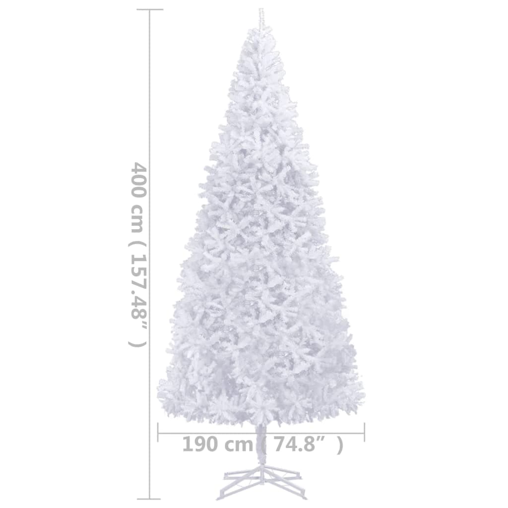 Albero di Natale Artificiale Preiluminato 400 cm Bianco