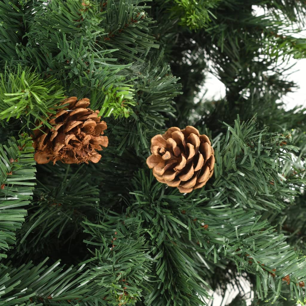 Albero di Natale Preilluminato con Pigne Verde 210 cm