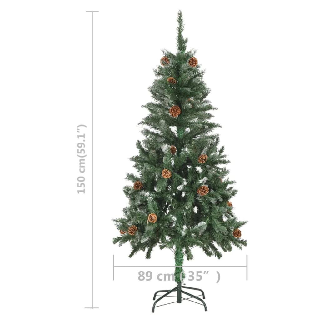 Albero di Natale Artificiale Preilluminato con Pigne 150 cm