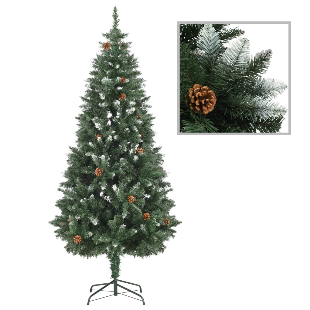 Albero di Natale Artificiale Preilluminato con Pigne 180 cm