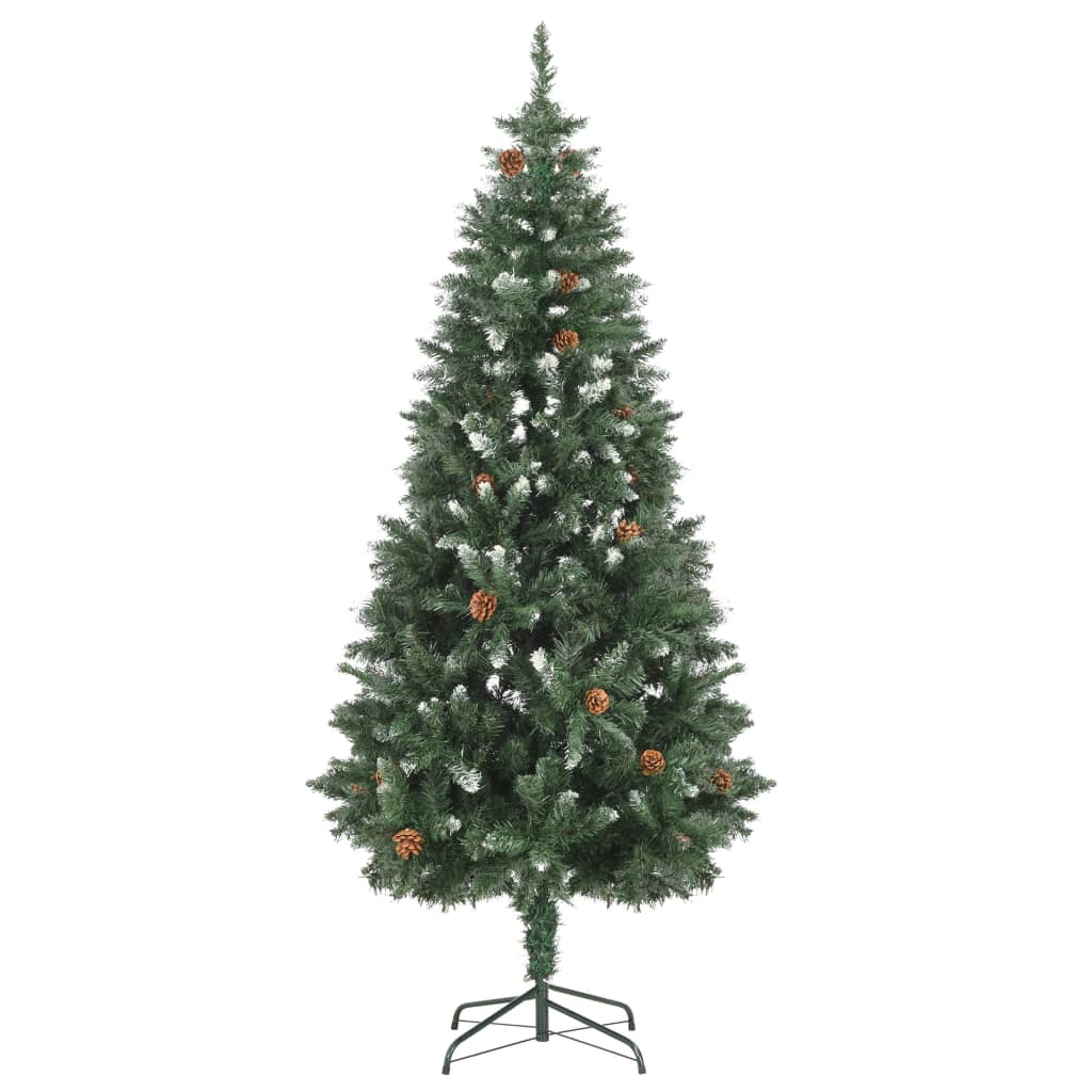 Albero di Natale Artificiale Preilluminato con Pigne 180 cm