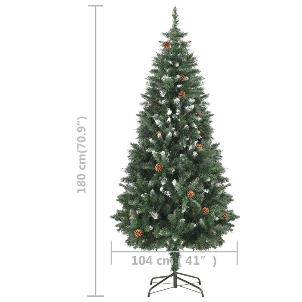 Albero di Natale Artificiale Preilluminato con Pigne 180 cm