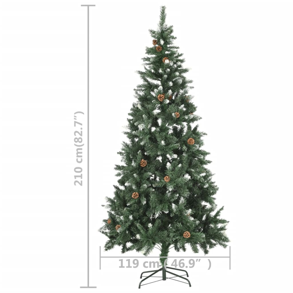 Albero di Natale Artificiale Preilluminato con Pigne 210 cm