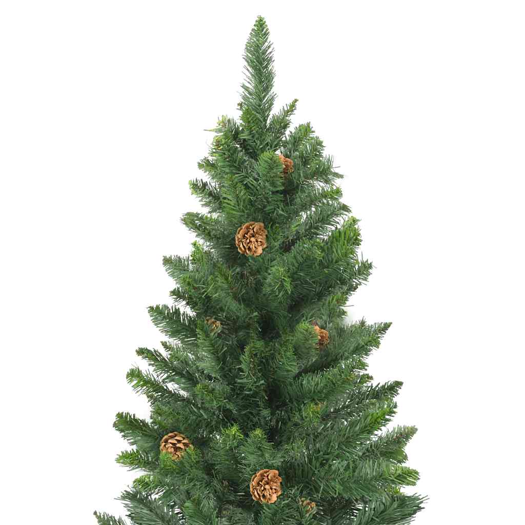 Albero di Natale Preilluminato con Palline Verde 210 cm