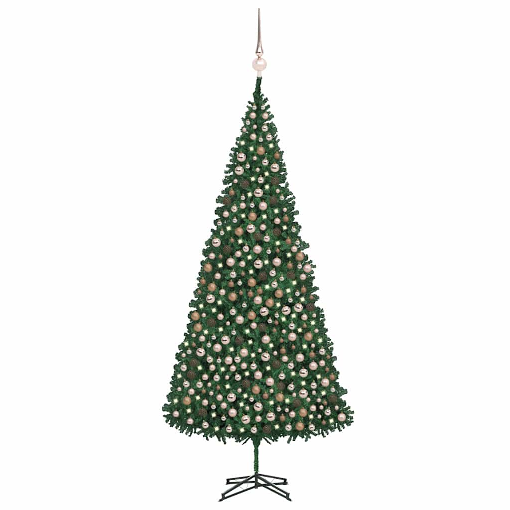 Albero di Natale Preilluminato con Palline Verde 500 cm
