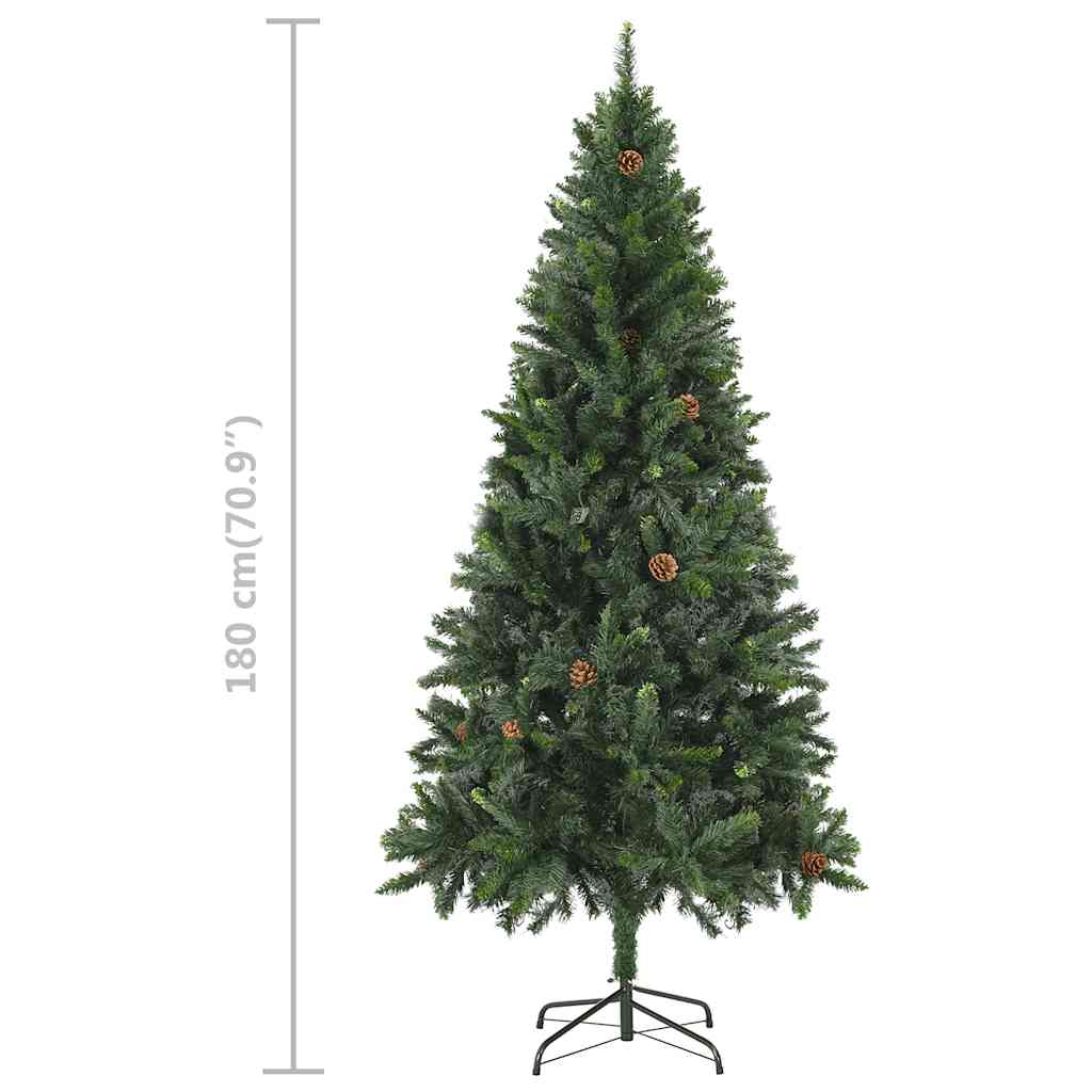 Albero di Natale Preilluminato con Palline e Pigne 180 cm