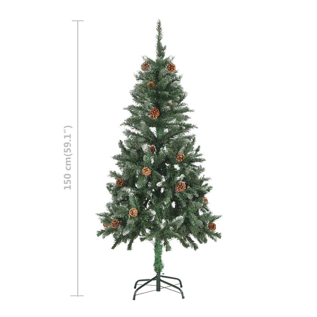 Albero di Natale Preilluminato con Palline e Pigne 150 cm