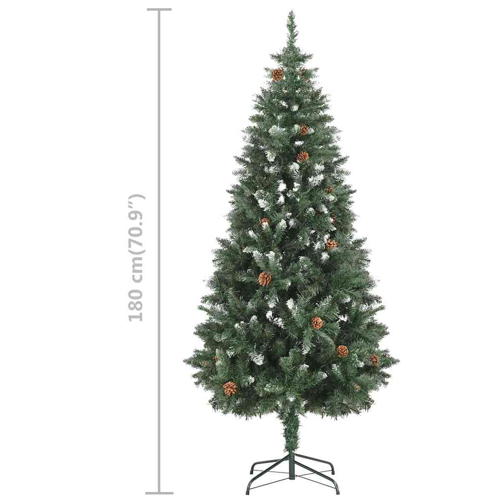 Albero di Natale Preilluminato con Palline e Pigne 180 cm