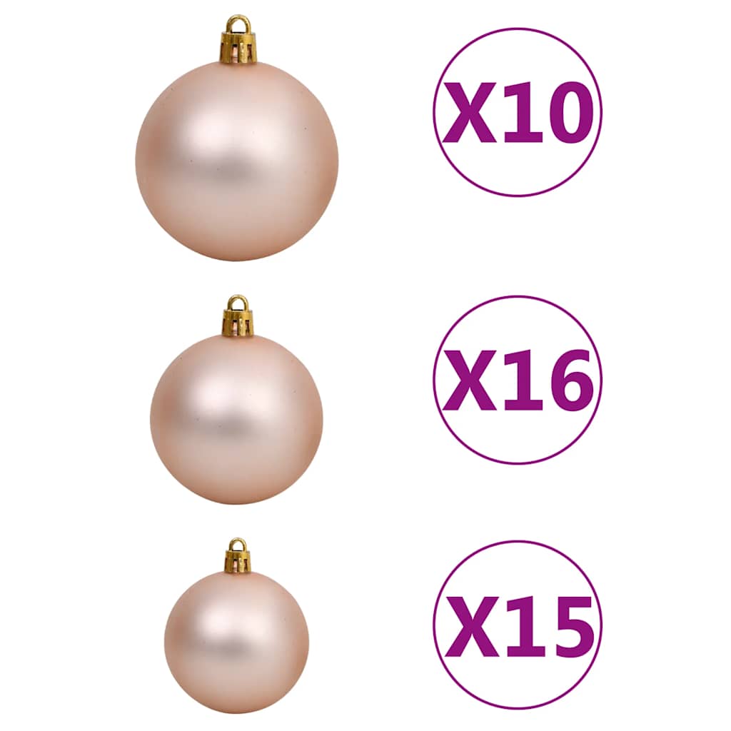 Albero di Natale Preilluminato con Palline e Pigne 210 cm