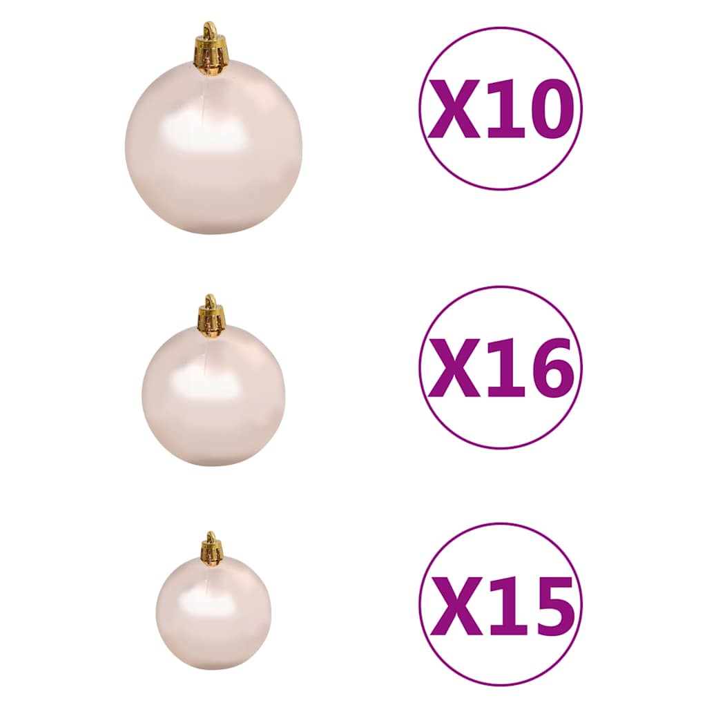 Albero di Natale Preilluminato con Palline e Pigne 210 cm