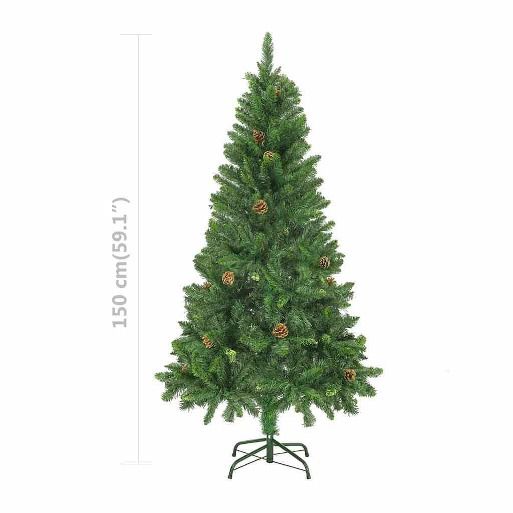 Albero di Natale Preilluminato con Palline e Pigne 150 cm