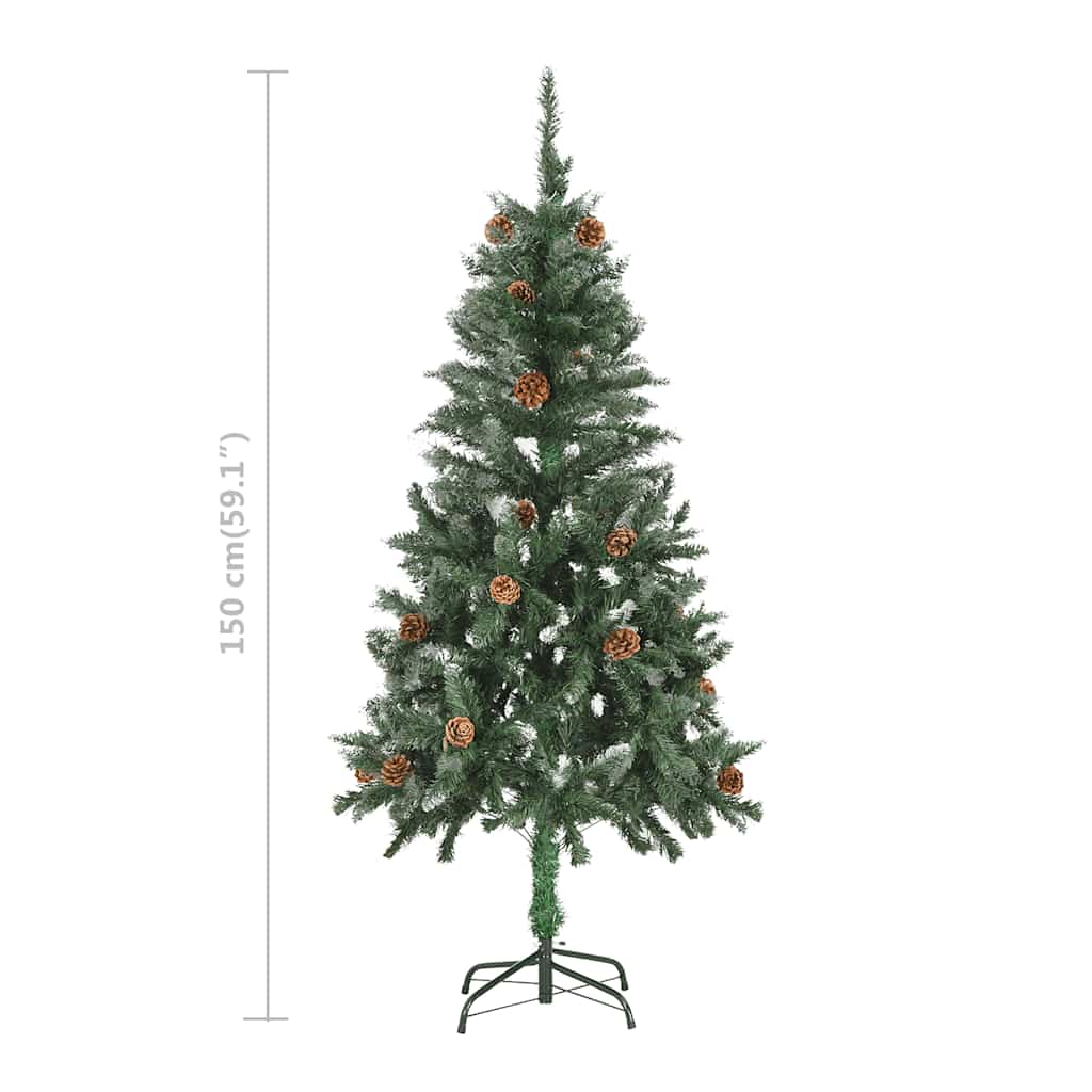 Albero di Natale Preilluminato con Palline e Pigne 150 cm
