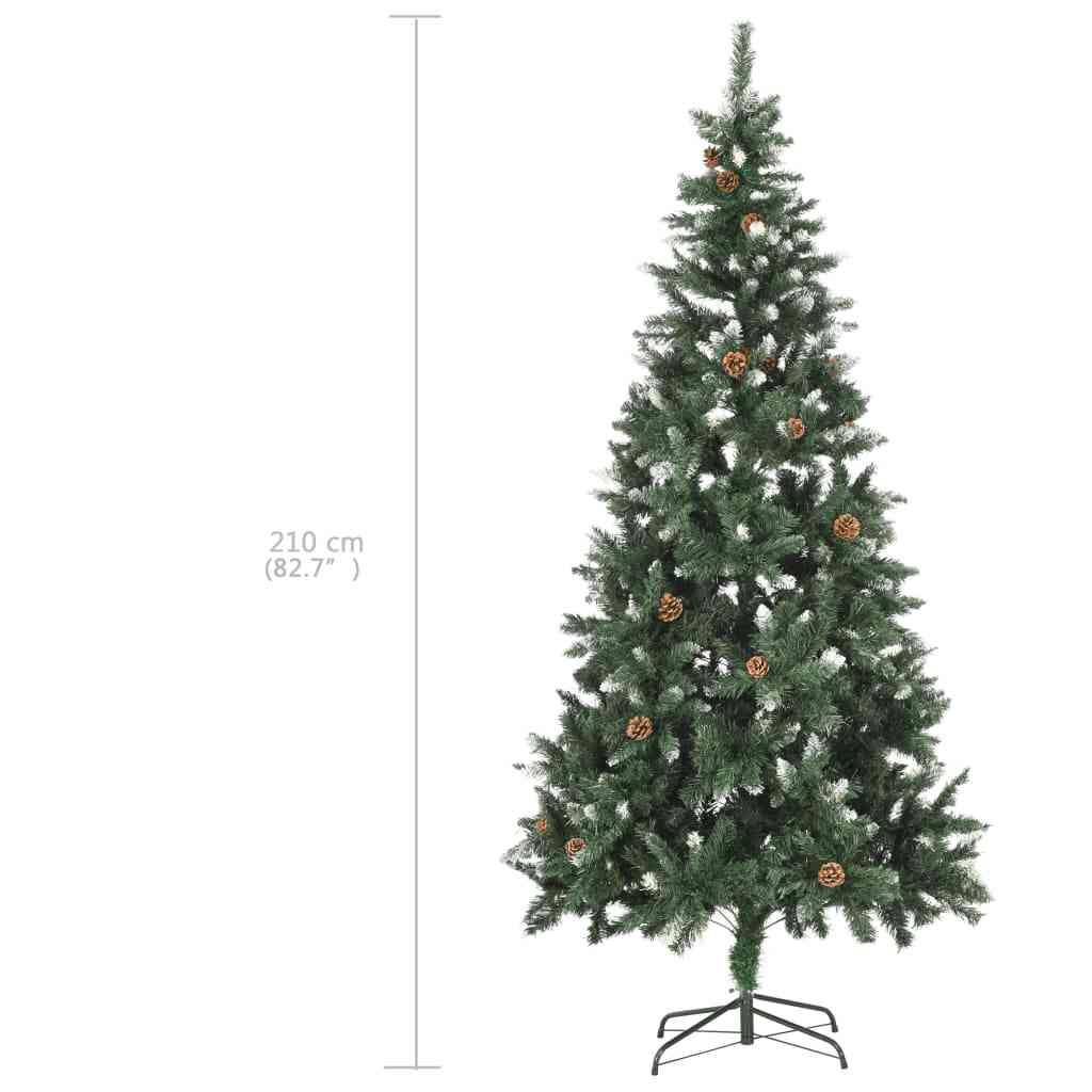 Albero di Natale Preilluminato con Palline e Pigne 210 cm