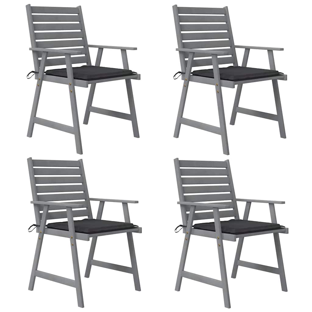 Sedie Pranzo per Esterni con Cuscini 4 pz Legno Massello Acacia