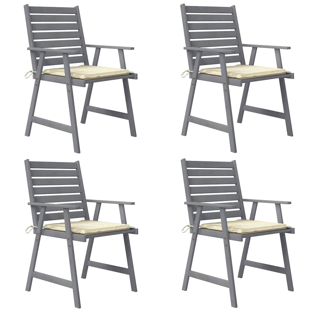 Sedie Pranzo per Esterni con Cuscini 4 pz Legno Massello Acacia