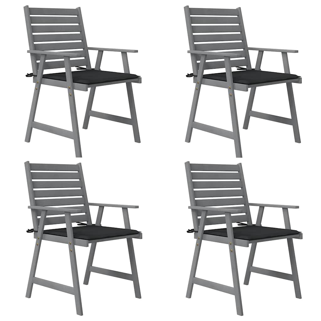 Sedie Pranzo per Esterni con Cuscini 4 pz Legno Massello Acacia