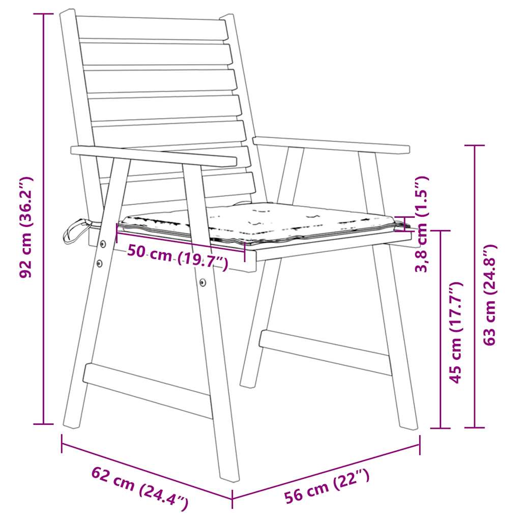 Sedie Pranzo per Esterni con Cuscini 4 pz Legno Massello Acacia