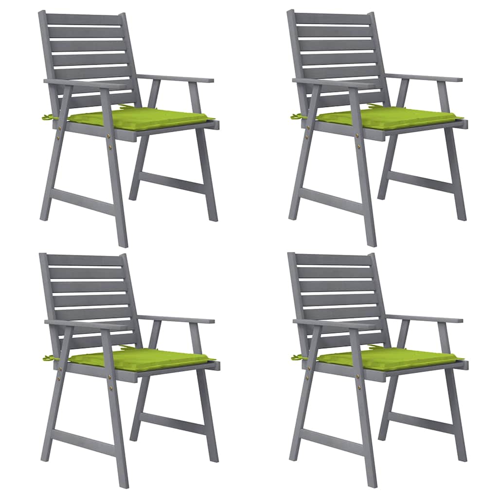 Sedie Pranzo per Esterni con Cuscini 4 pz Legno Massello Acacia
