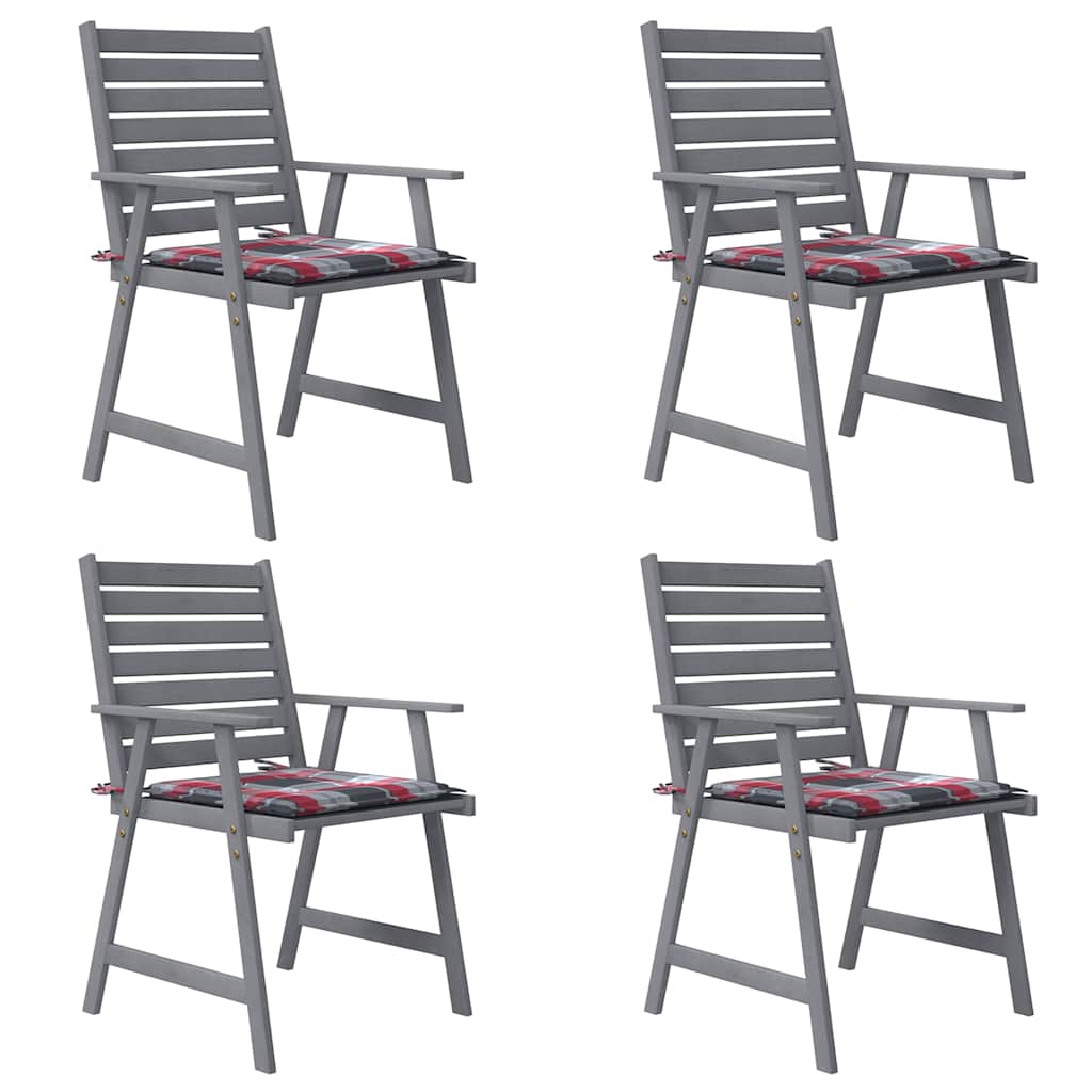Sedie Pranzo per Esterni con Cuscini 4 pz Legno Massello Acacia