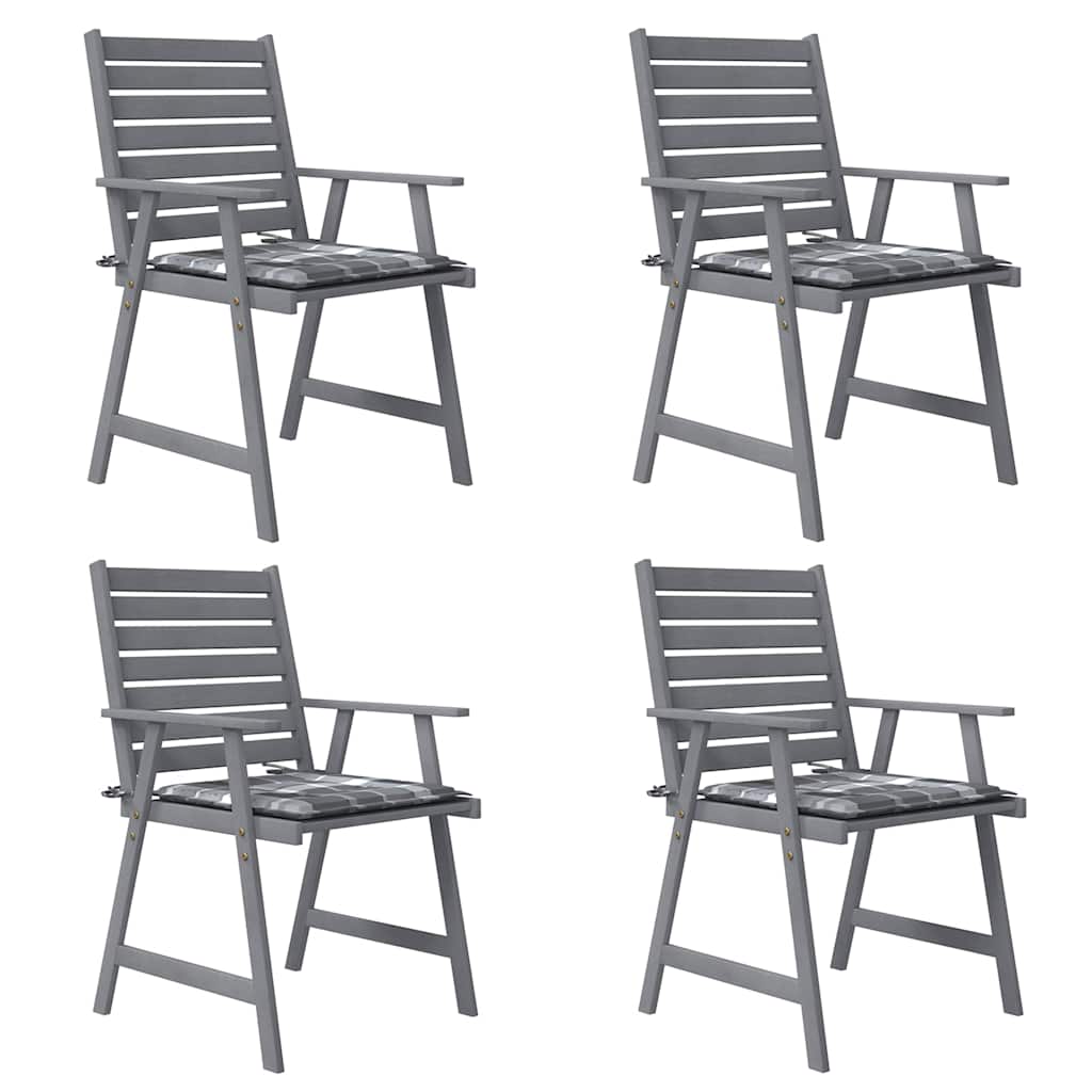 Sedie Pranzo per Esterni con Cuscini 4 pz Legno Massello Acacia