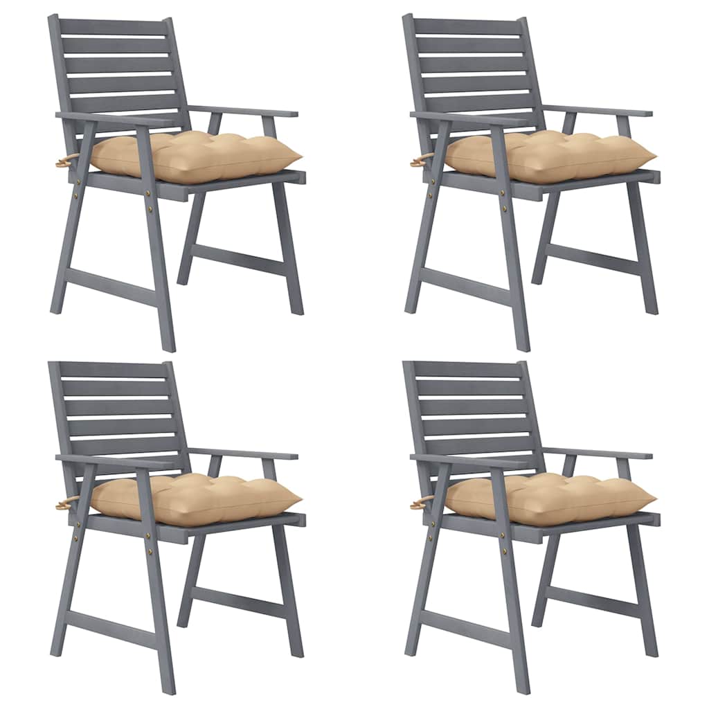 Sedie Pranzo per Esterni con Cuscini 4 pz Legno Massello Acacia