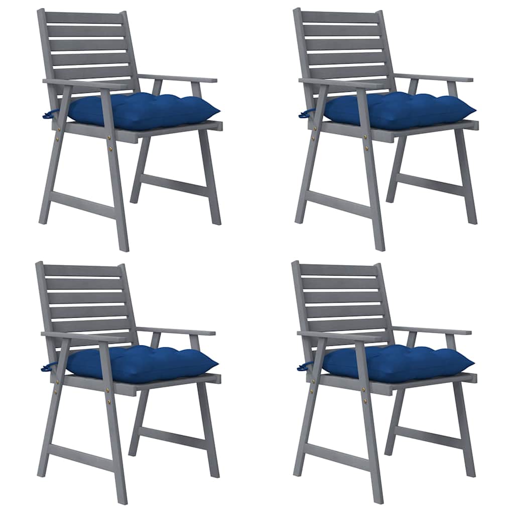 Sedie Pranzo per Esterni con Cuscini 4 pz Legno Massello Acacia