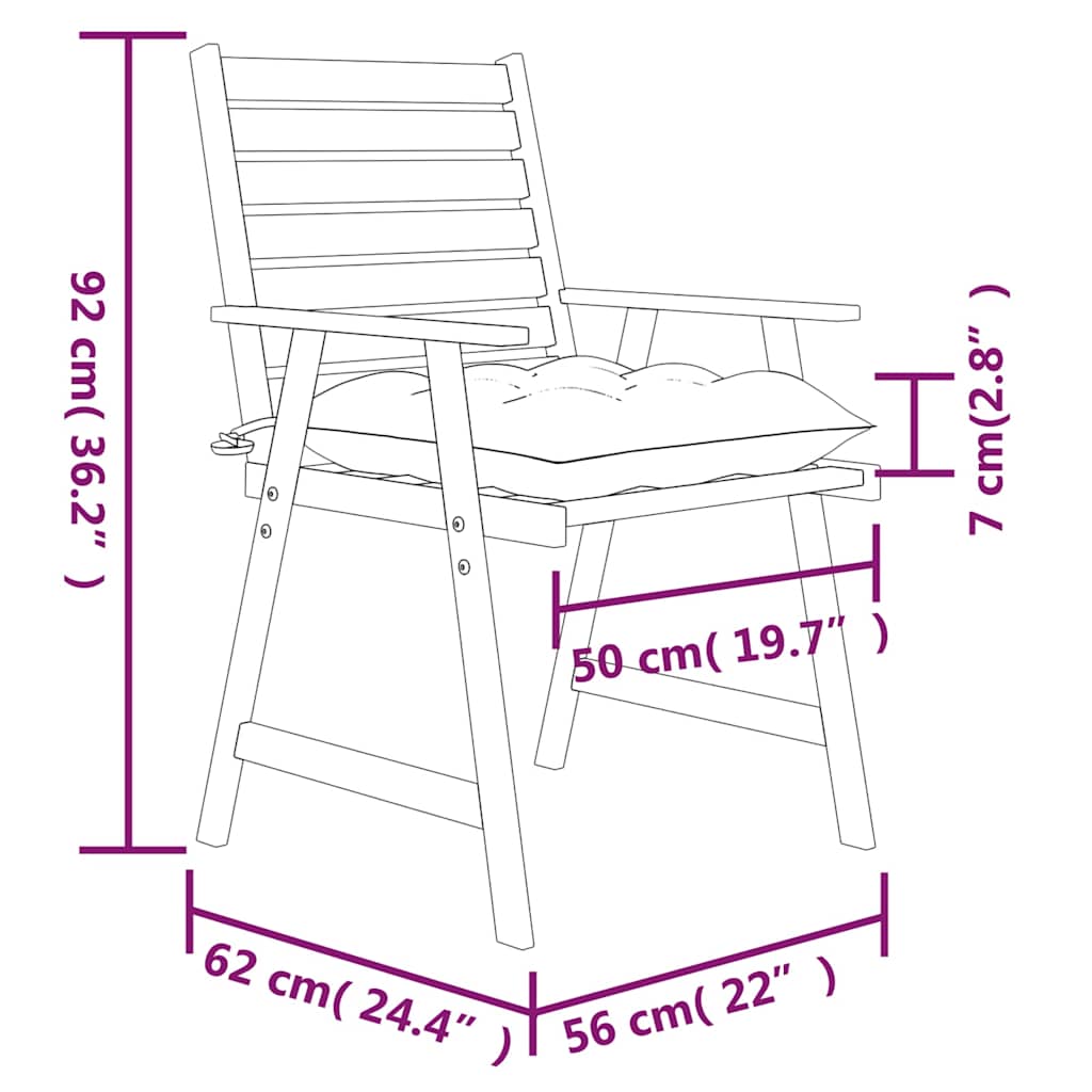 Sedie Pranzo per Esterni con Cuscini 4 pz Legno Massello Acacia