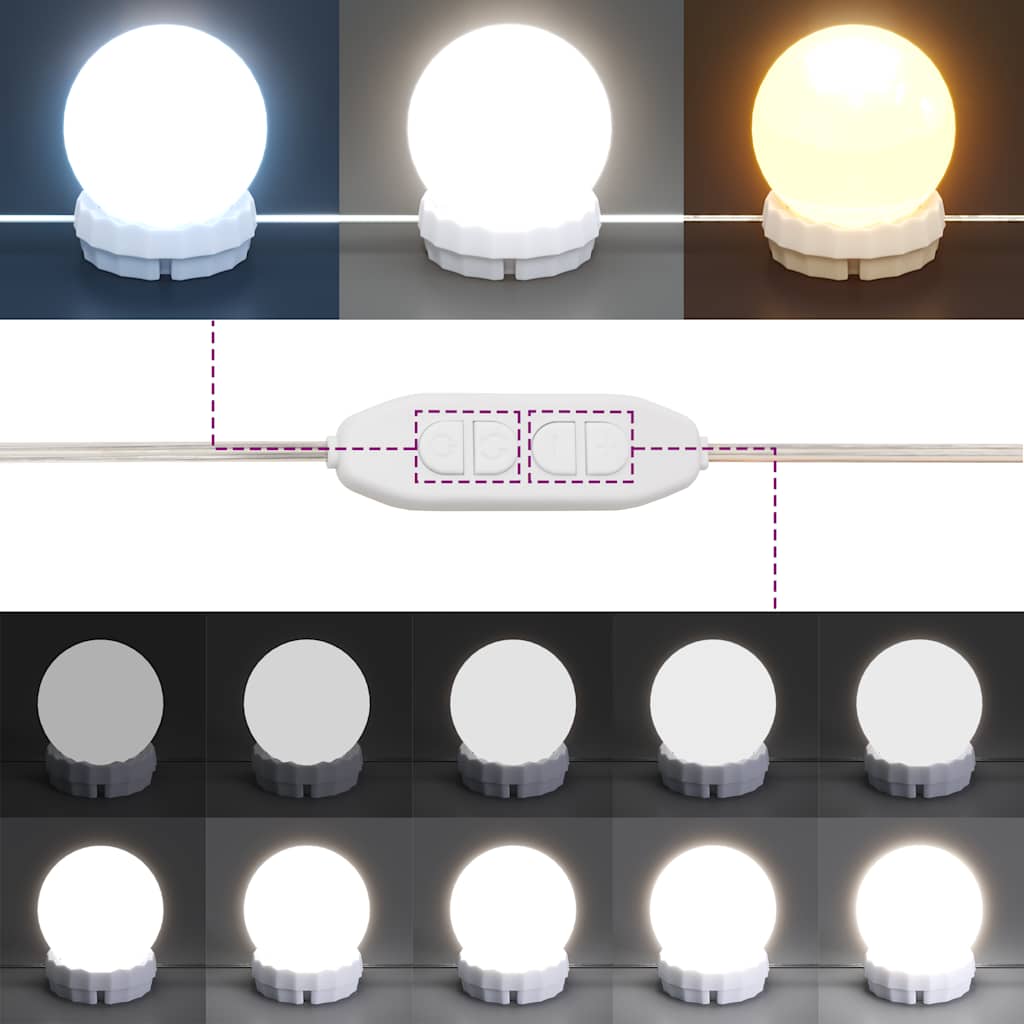 Specchio da Parete Rotondo con Luci LED in Vetro