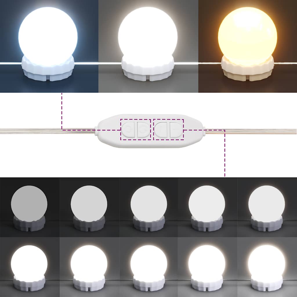 Specchio da Parete Rotondo Senza Cornice con Luci LED in Vetro