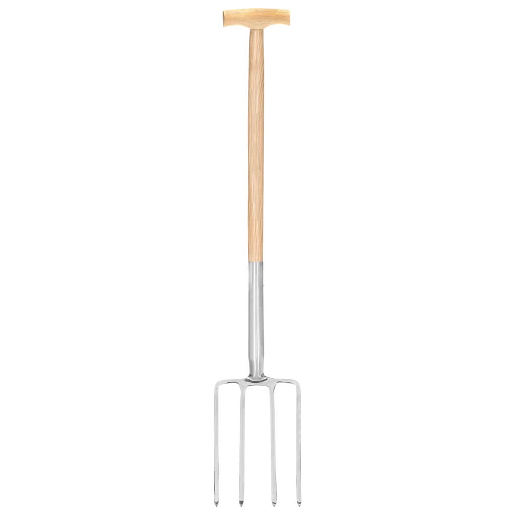 Set Attrezzi Giardinaggio Impugnatura T Acciaio Inox e Frassino