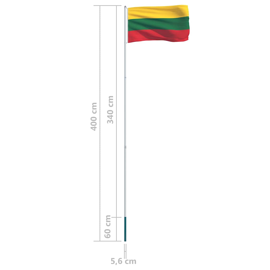 Bandiera della Lituania con Pennone in Alluminio 4 m