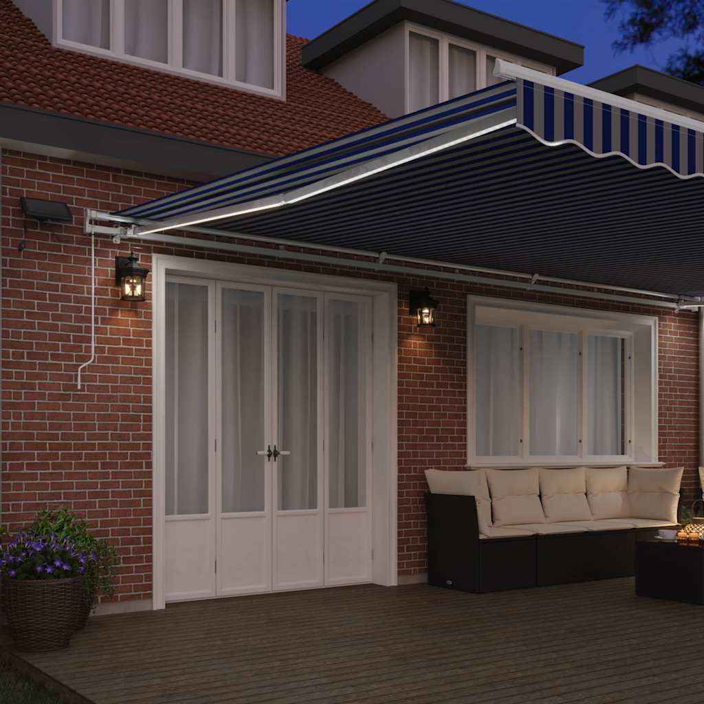 Tenda retrattile Blu e Bianco 600 × 300 cm