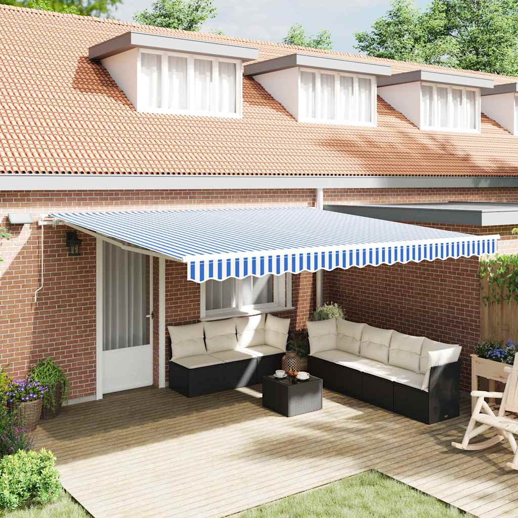 Tenda retrattile Blu e Bianco 500 × 300 cm