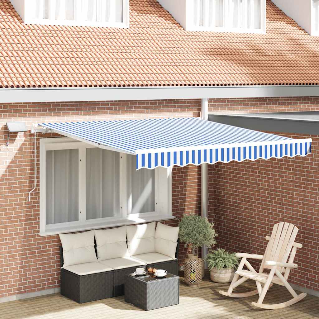 Tenda retrattile Blu e Bianco 350 x 250 cm
