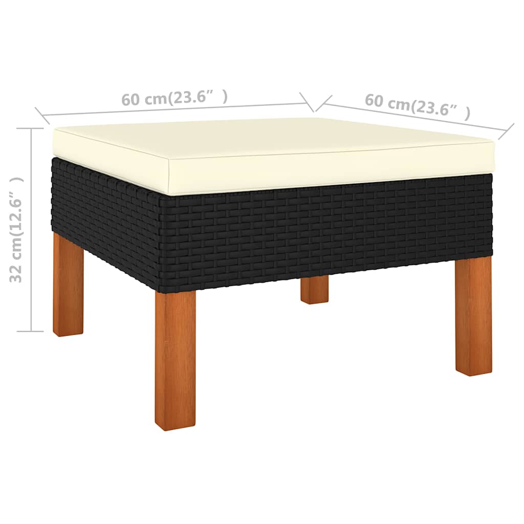 Set Divani da Giardino 8pz Polyrattan Legno di Eucalipto Nero