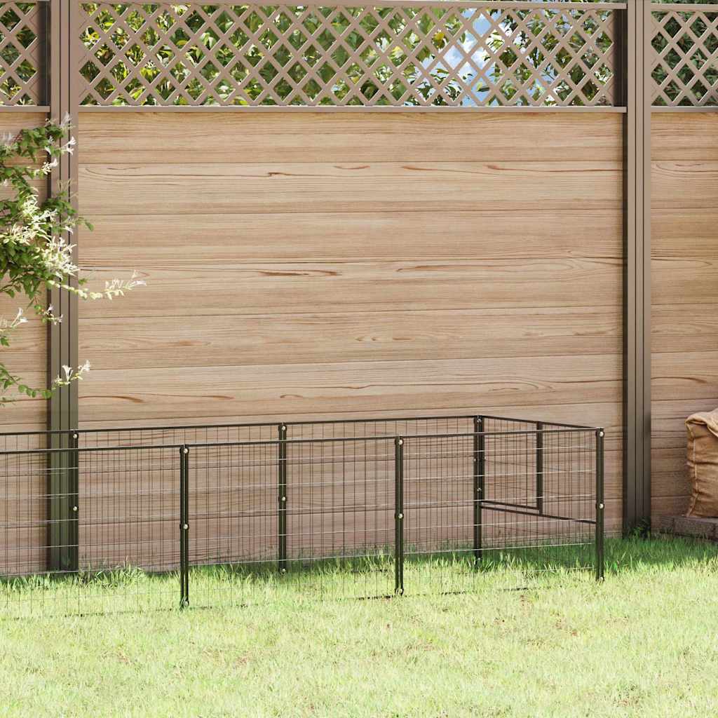 Gabbia per Cani Nera 10 m² in Acciaio