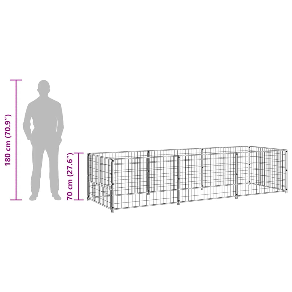 Gabbia per Cani Argento 3 m² in Acciaio
