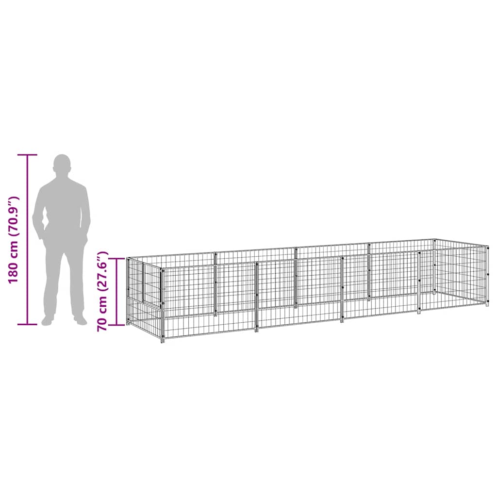 Gabbia per Cani Argento 4 m² in Acciaio