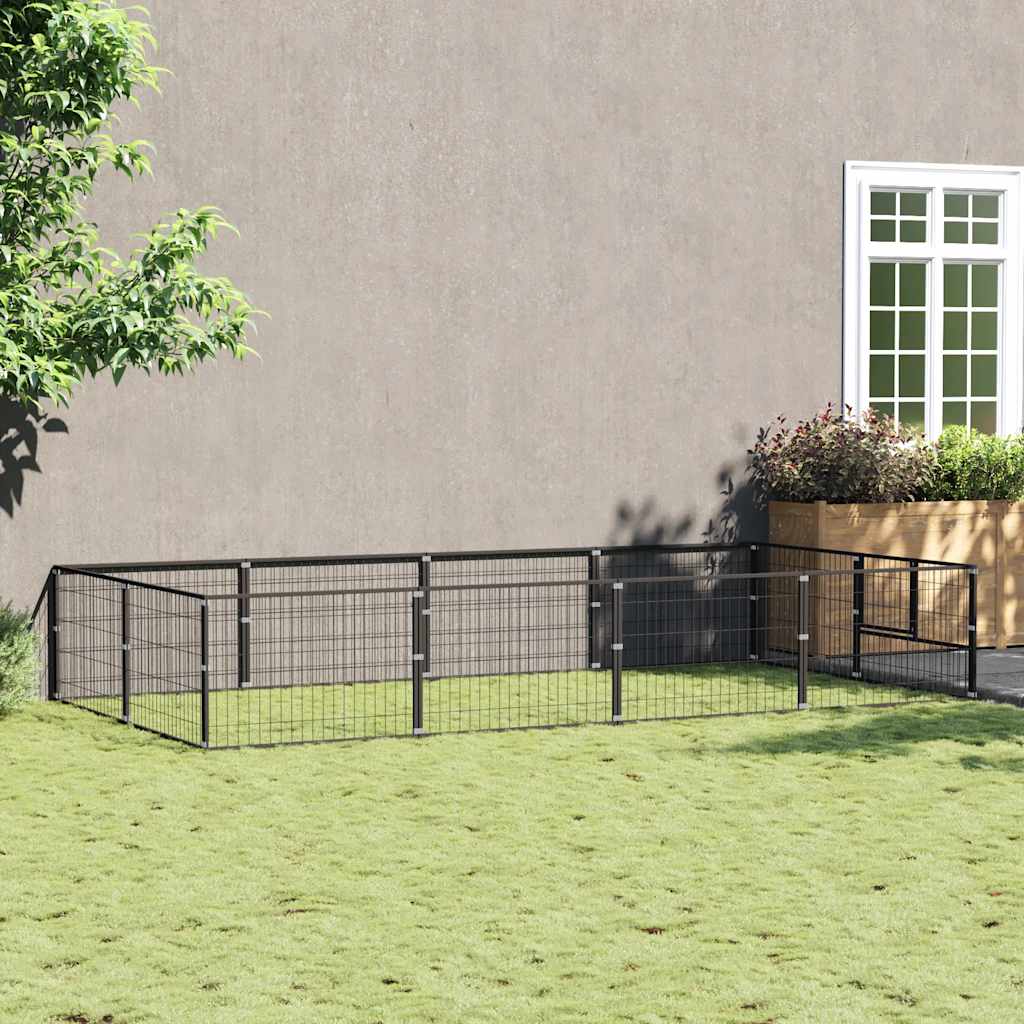 Gabbia per Cani Nera 8 m² in Acciaio