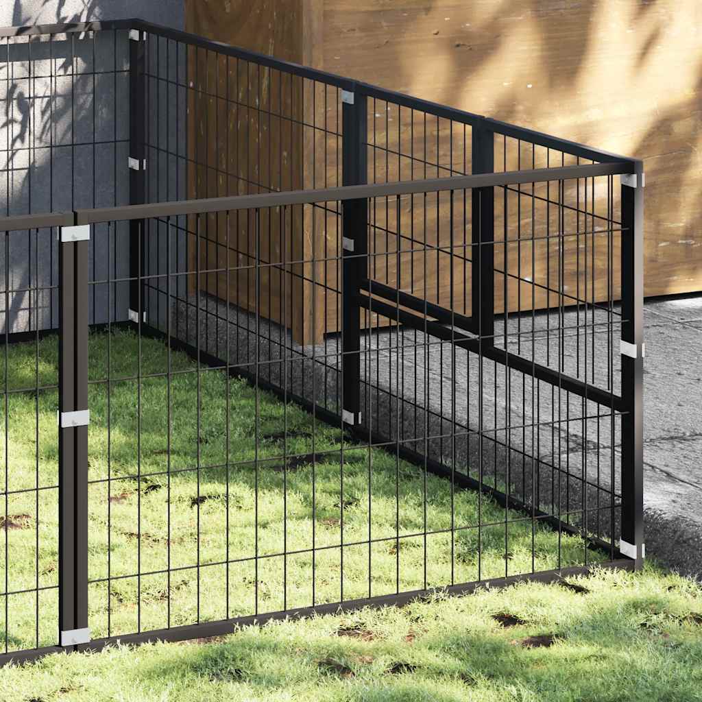 Gabbia per Cani Nera 8 m² in Acciaio