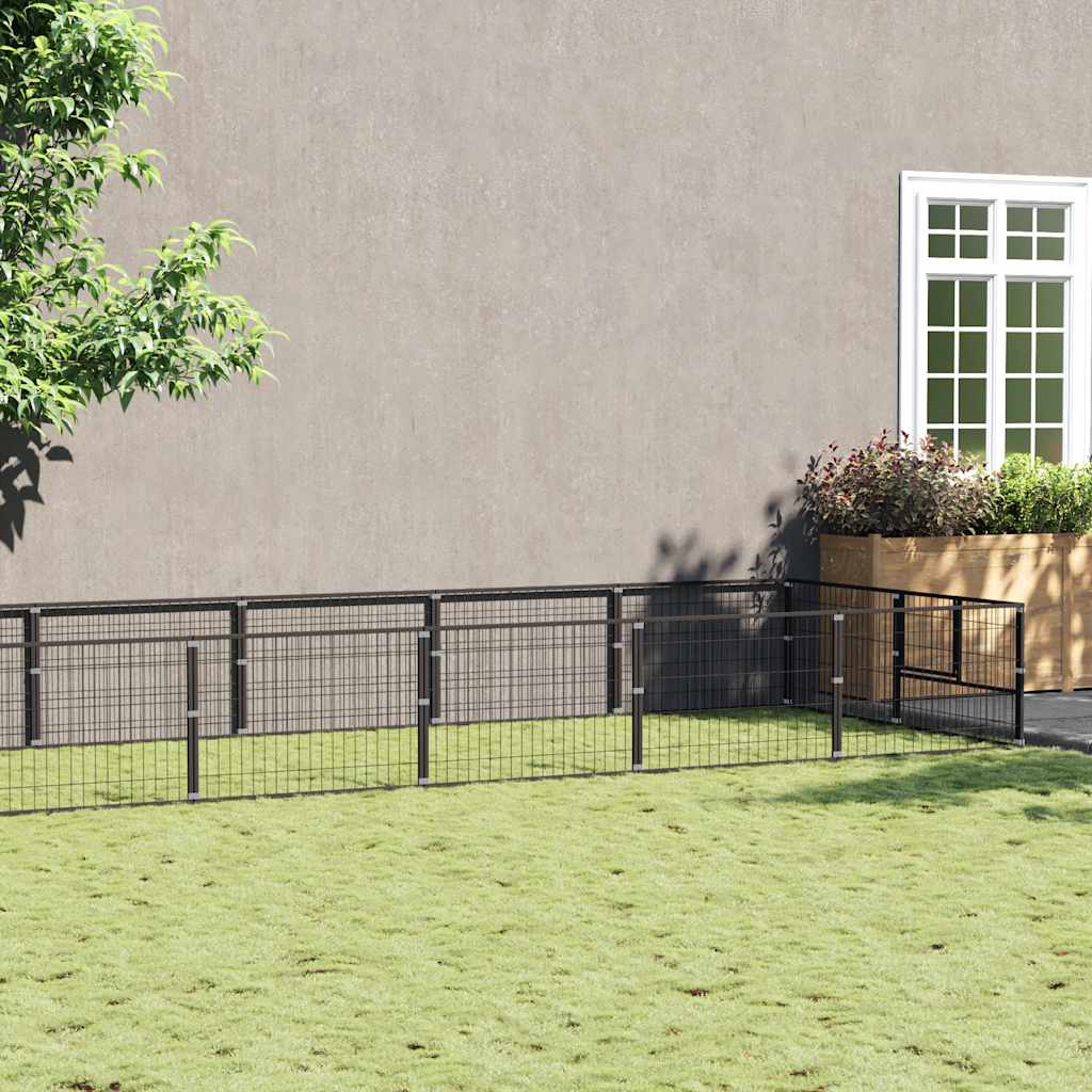 Gabbia per Cani Nera 16 m² in Acciaio