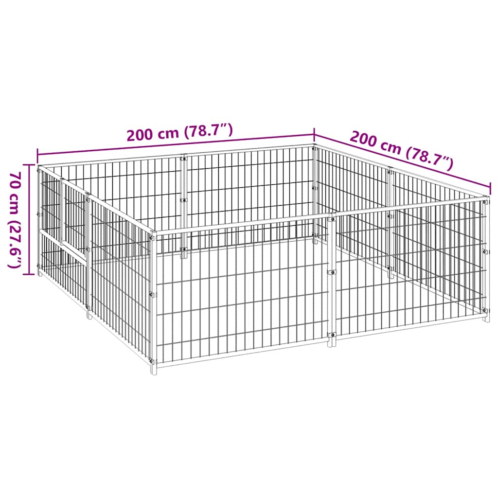 Gabbia per Cani Argento 4 m² in Acciaio