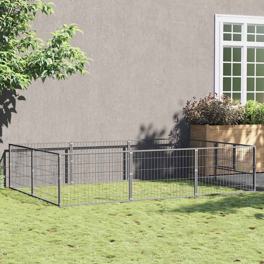 Gabbia per Cani Argento 6 m² in Acciaio